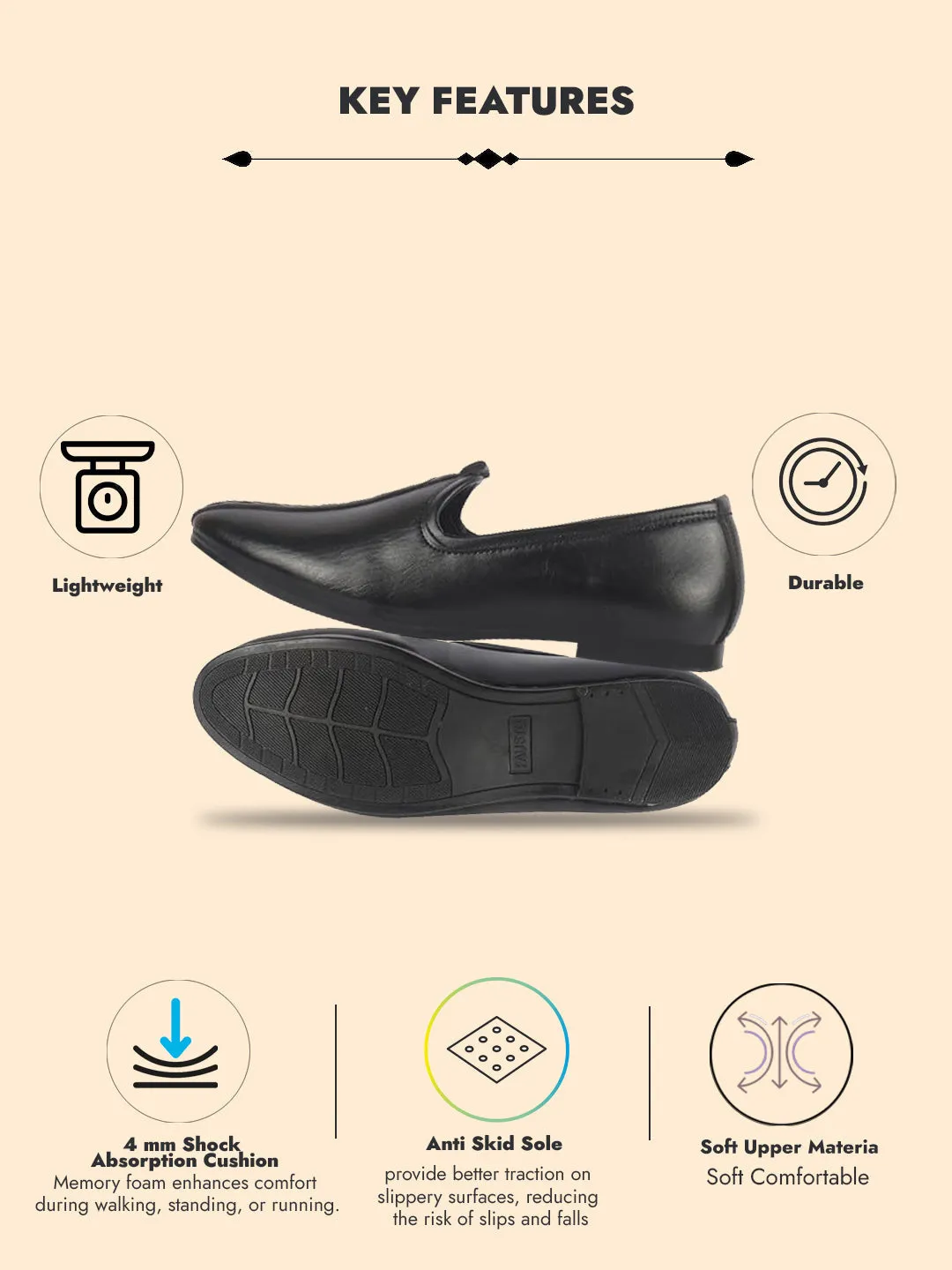 Men Black Ethnic Slip On Stripe Juttis and Mojaris for Wedding|Party Slip-On|Traditional Kurtas Shoes|Festive Slip On Shoes