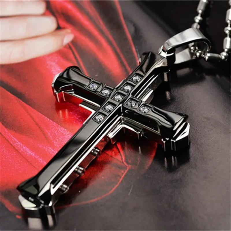 Men's Black Metal Arrow Pendant Necklace - Punk POP Cross Chain Accessory
