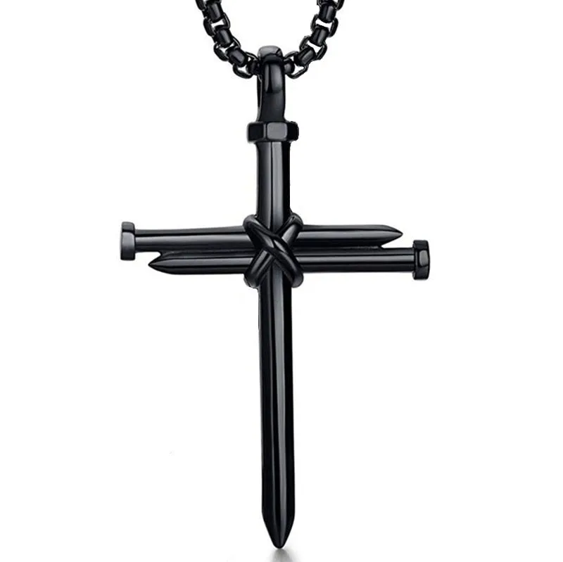 Men's Black Metal Arrow Pendant Necklace - Punk POP Cross Chain Accessory