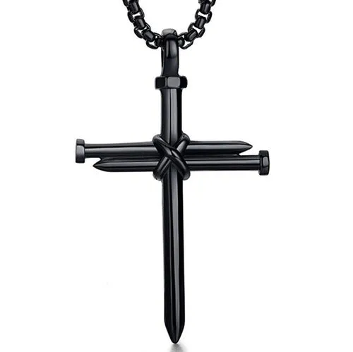 Men's Black Metal Arrow Pendant Necklace - Punk POP Cross Chain Accessory
