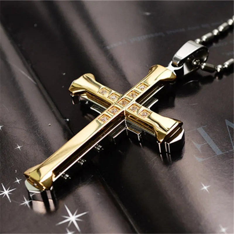 Men's Black Metal Arrow Pendant Necklace - Punk POP Cross Chain Accessory