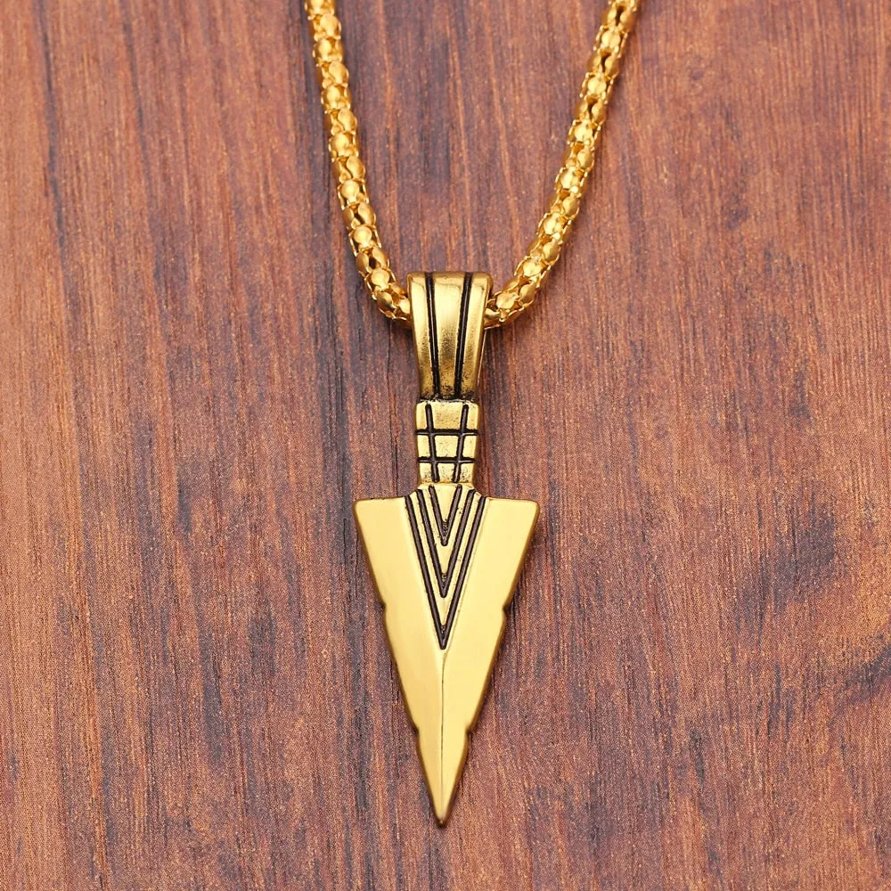 Men's Black Metal Arrow Pendant Necklace - Punk POP Cross Chain Accessory