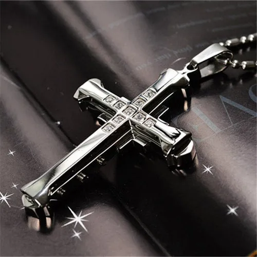 Men's Black Metal Arrow Pendant Necklace - Punk POP Cross Chain Accessory