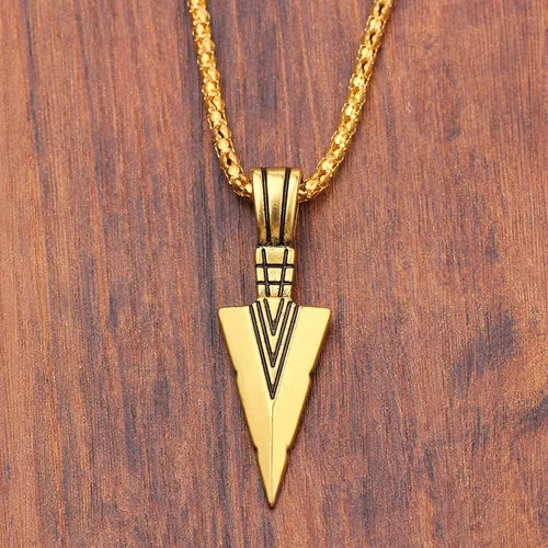 Men's Black Metal Arrow Pendant Necklace - Punk POP Cross Chain Accessory
