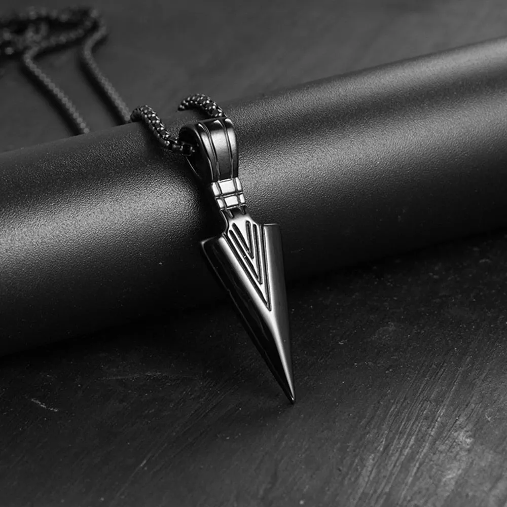 Men's Black Metal Arrow Pendant Necklace - Punk POP Cross Chain Accessory