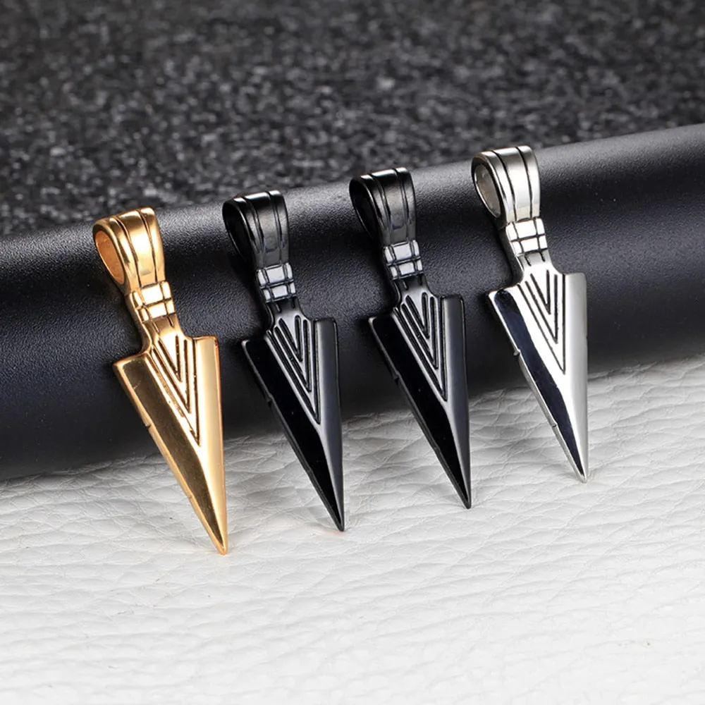 Men's Black Metal Arrow Pendant Necklace - Punk POP Cross Chain Accessory