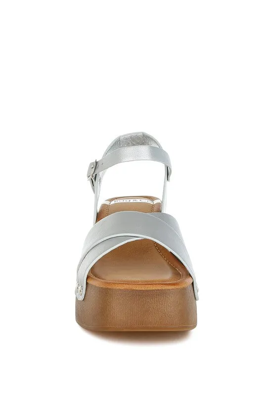 Metallic Pleather Clog Sandals