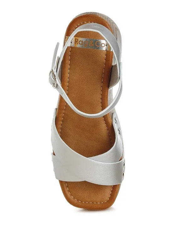 Metallic Pleather Clog Sandals