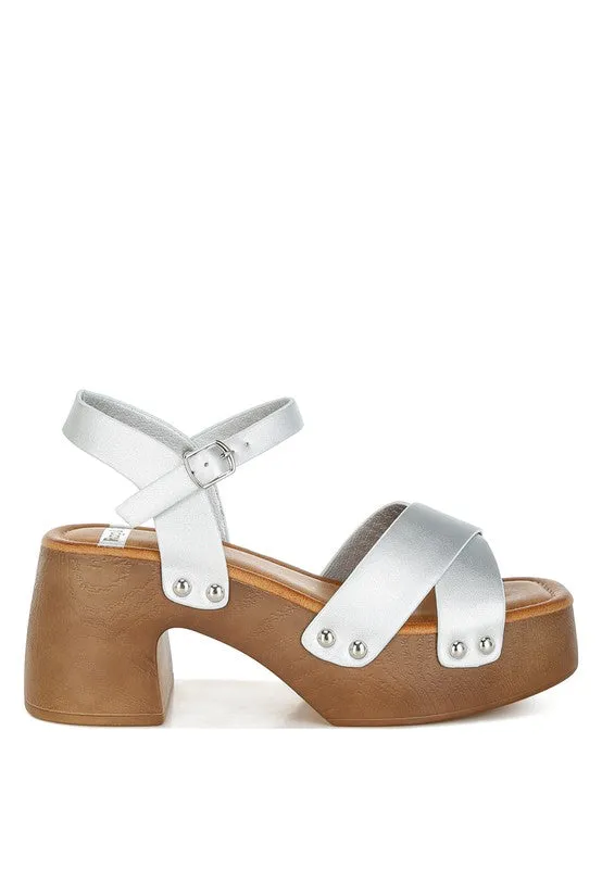 Metallic Pleather Clog Sandals
