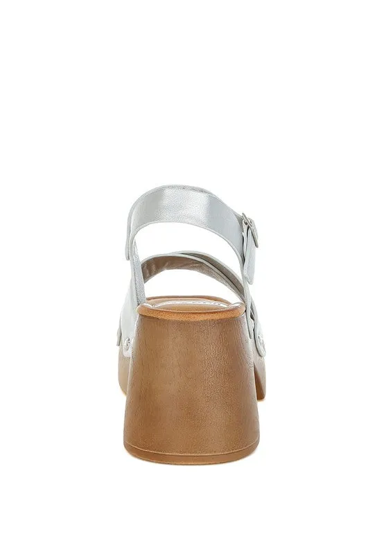 Metallic Pleather Clog Sandals