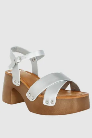 Metallic Pleather Clog Sandals