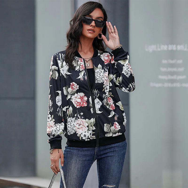 METAVERSMALL New autumn new baseball jacket 2025 2025 trade women's retro printed zipper jacket