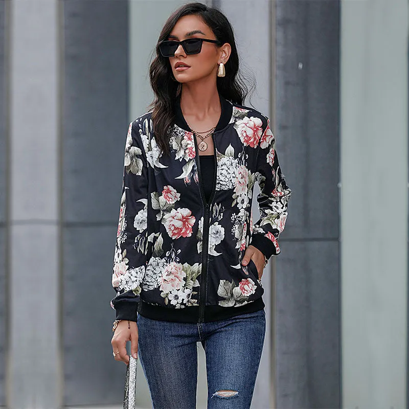 METAVERSMALL New autumn new baseball jacket 2025 2025 trade women's retro printed zipper jacket