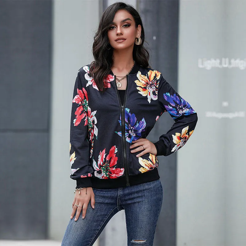 METAVERSMALL New autumn new baseball jacket 2025 2025 trade women's retro printed zipper jacket