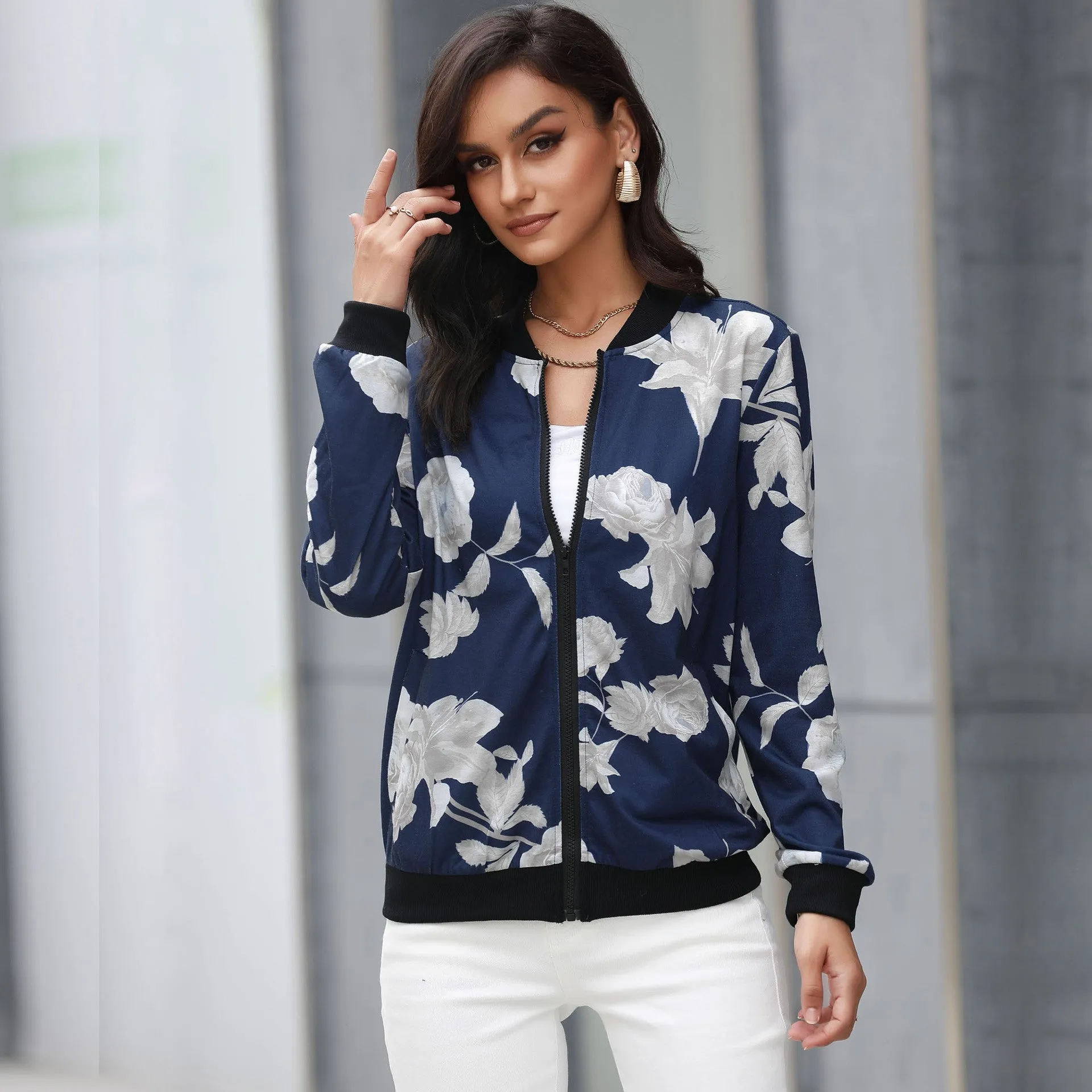 METAVERSMALL New autumn new baseball jacket 2025 2025 trade women's retro printed zipper jacket