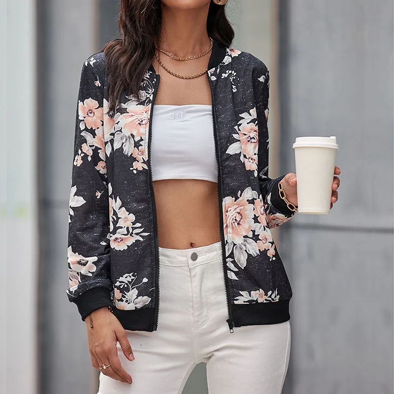 METAVERSMALL New autumn new baseball jacket 2025 2025 trade women's retro printed zipper jacket