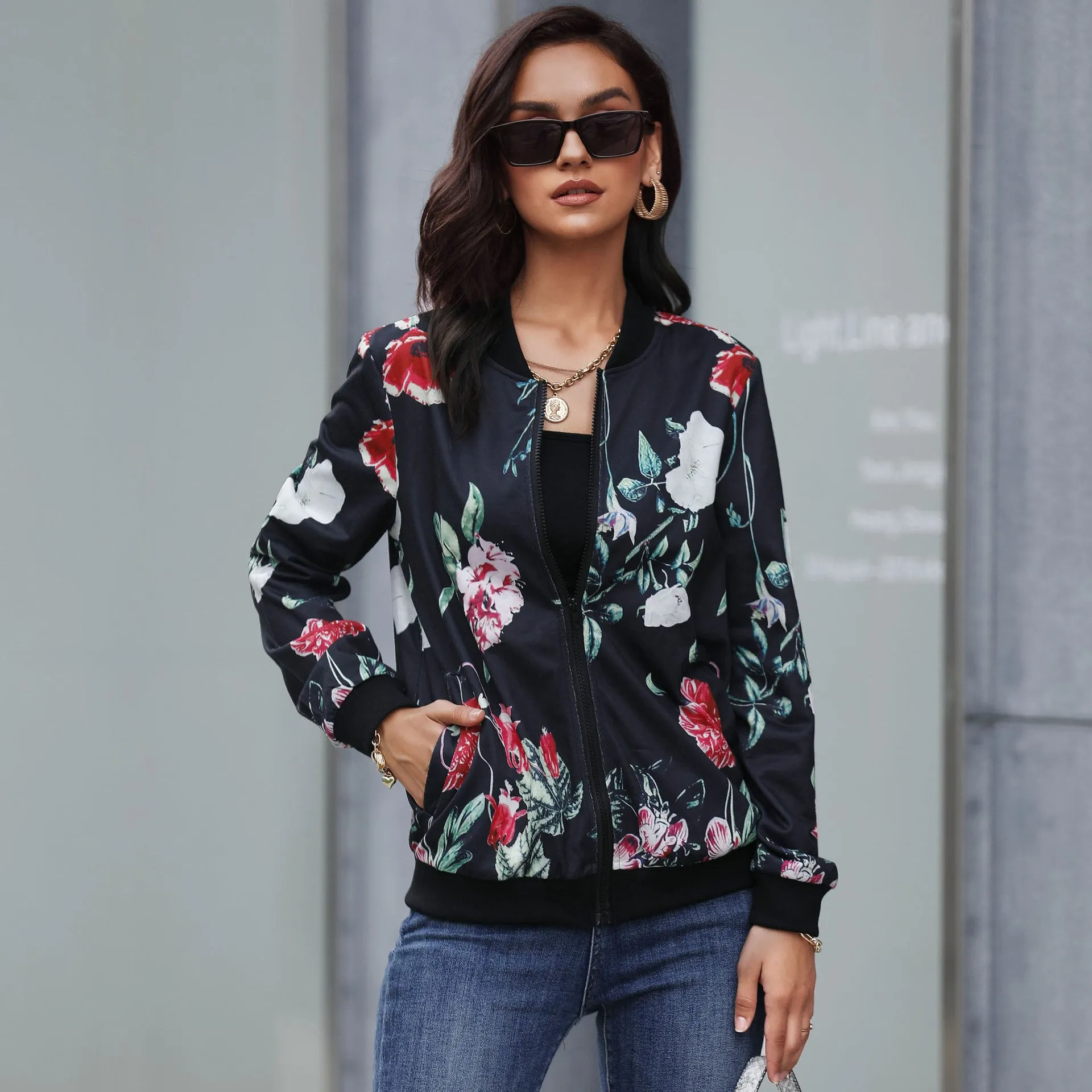 METAVERSMALL New autumn new baseball jacket 2025 2025 trade women's retro printed zipper jacket