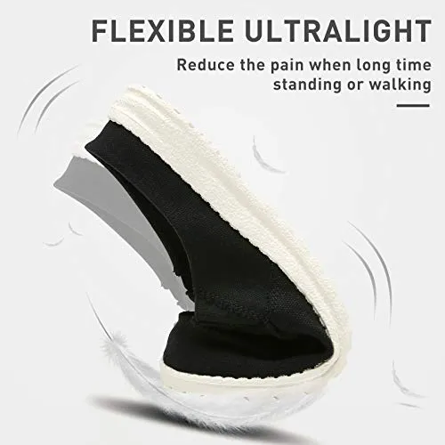 Mishansha Mens Canvas Mules Comfort House Slippers Lightweight Slip on Walking Shoes Casual Loafers Black