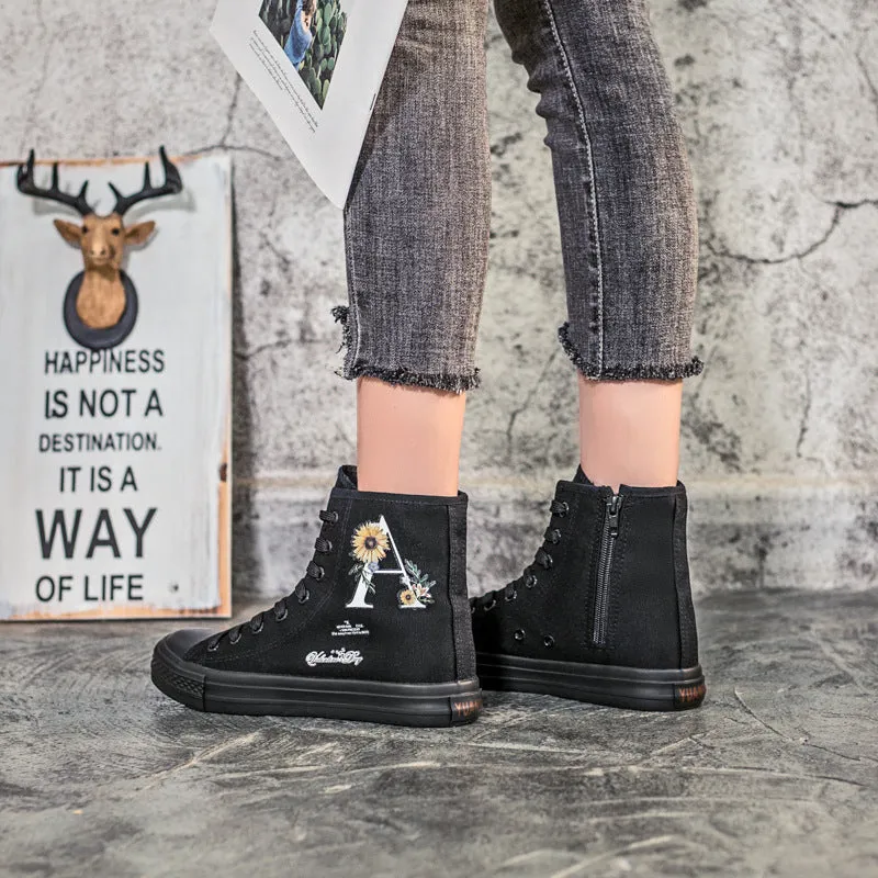 Nanccy Fashion Printed Flat Bottomed High Top Shoes