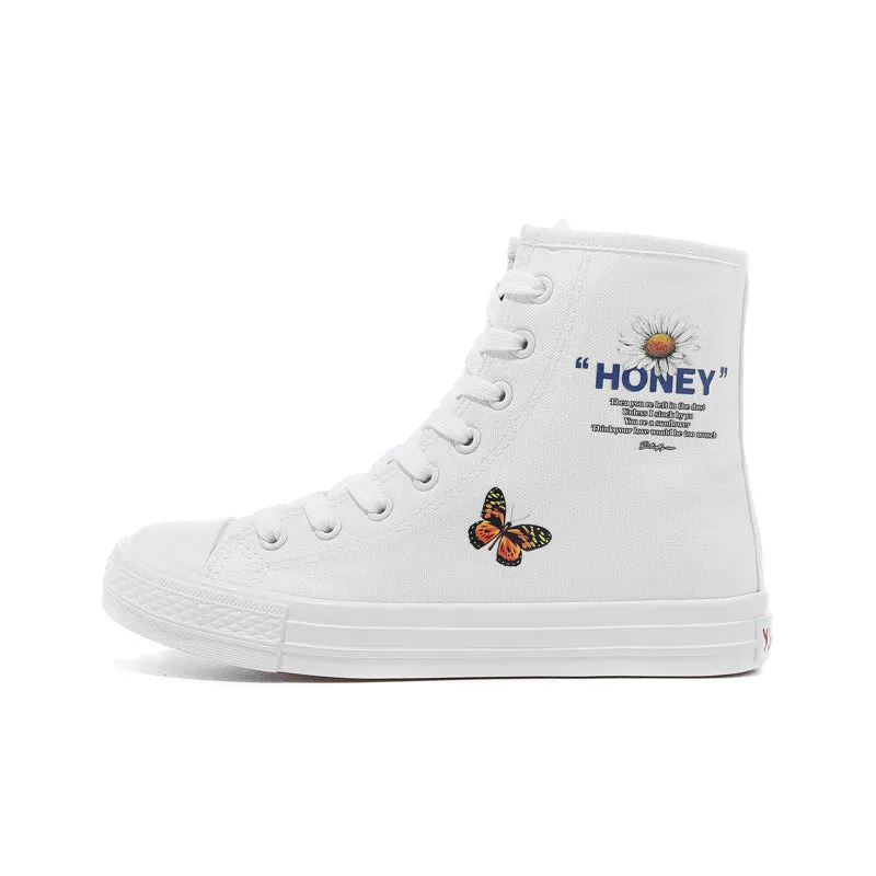 Nanccy Fashion Printed Flat Bottomed High Top Shoes