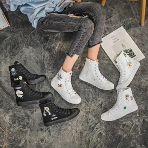Nanccy Fashion Printed Flat Bottomed High Top Shoes
