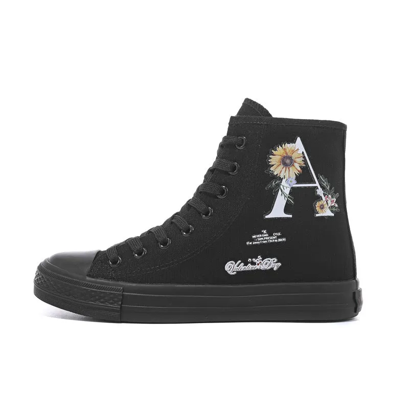 Nanccy Fashion Printed Flat Bottomed High Top Shoes