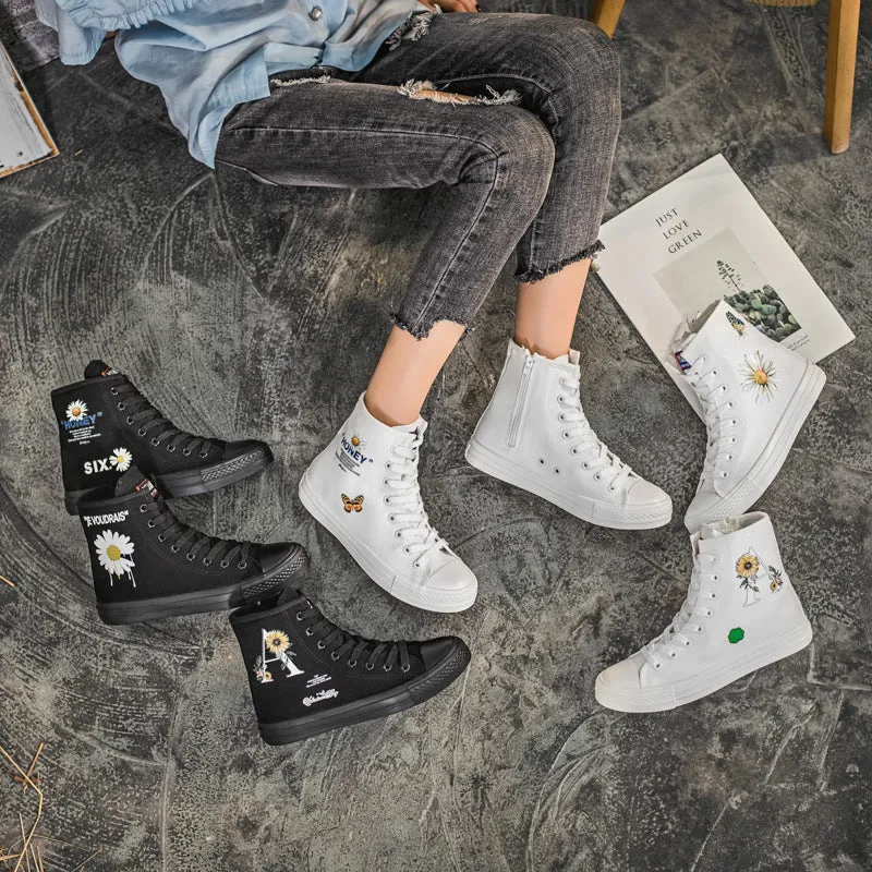 Nanccy Fashion Printed Flat Bottomed High Top Shoes