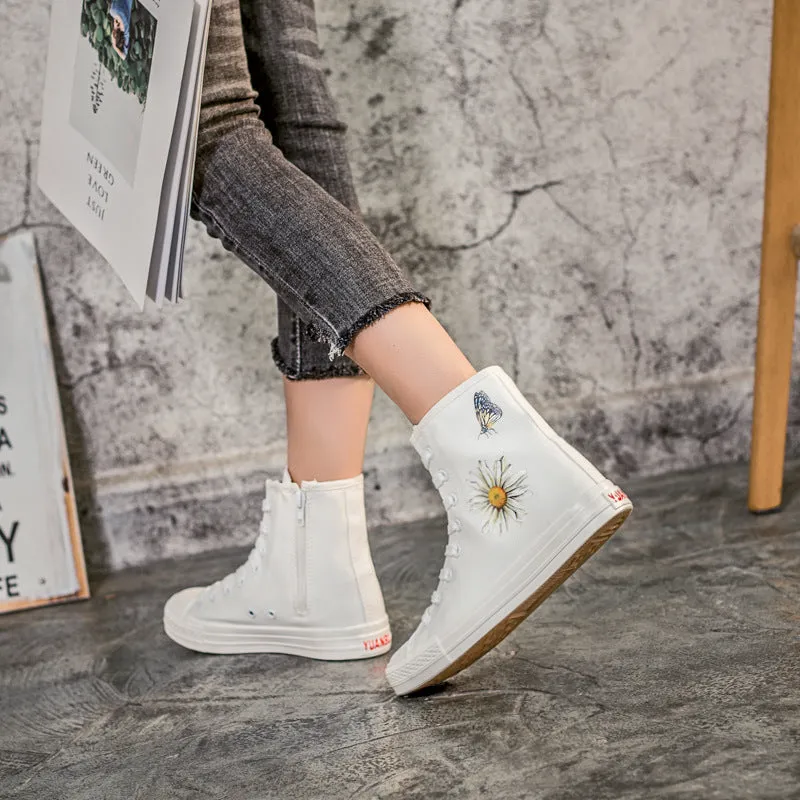 Nanccy Fashion Printed Flat Bottomed High Top Shoes