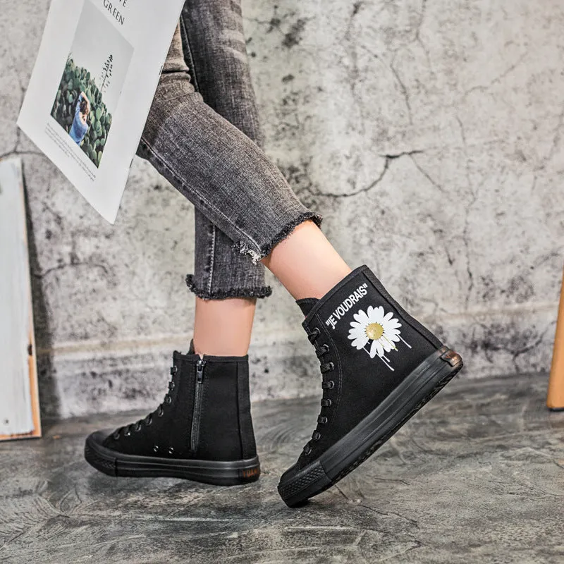 Nanccy Fashion Printed Flat Bottomed High Top Shoes