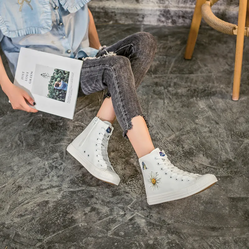 Nanccy Fashion Printed Flat Bottomed High Top Shoes