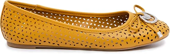 Nautica Women's Cut Out Perforated Slip On Ballet Flats  Color Seaback 2/Mimosa Size 6M