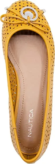 Nautica Women's Cut Out Perforated Slip On Ballet Flats  Color Seaback 2/Mimosa Size 6M
