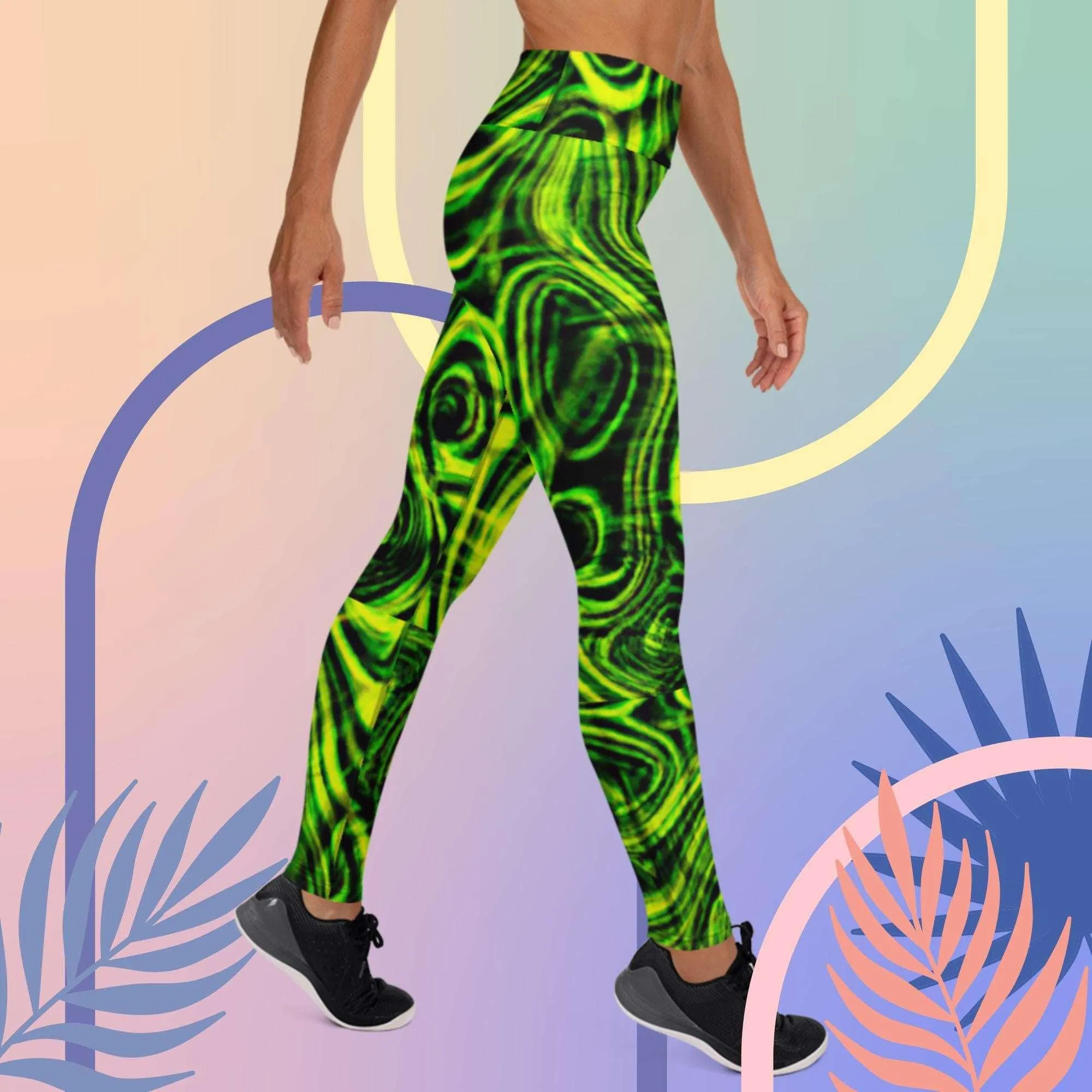 Neon Wrinkle Yoga Leggings