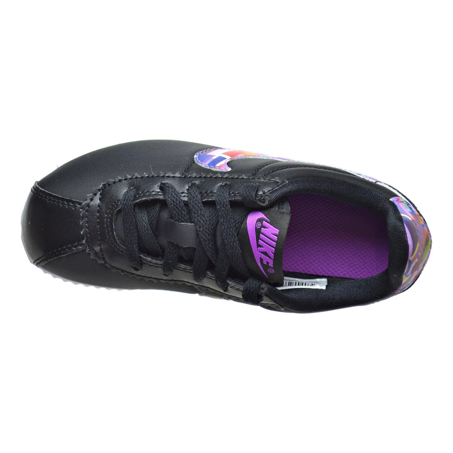 Nike Cortez Nylon Print Little Kid's Shoes Black/Hyper Violet