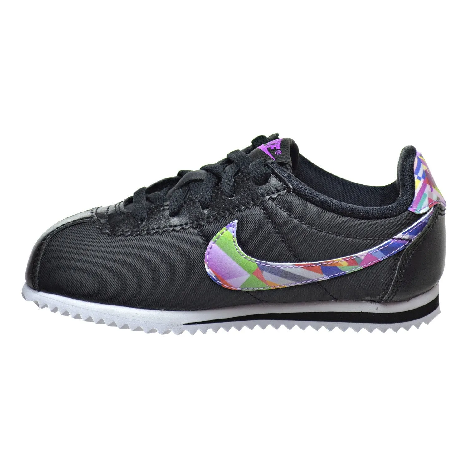 Nike Cortez Nylon Print Little Kid's Shoes Black/Hyper Violet