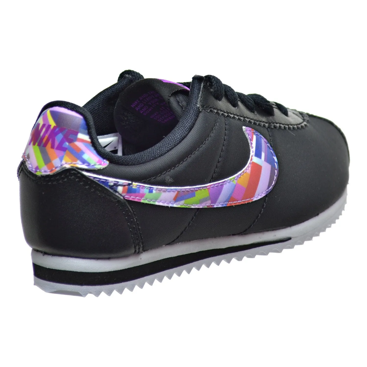 Nike Cortez Nylon Print Little Kid's Shoes Black/Hyper Violet