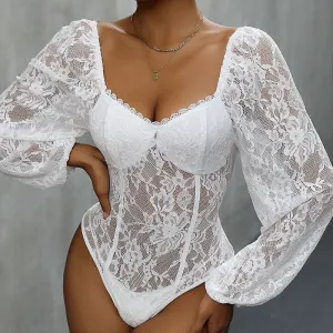 PEOPLETERRITORY , Europe, America,  2025 trade women's clothing, chicken heart collar, slim-fitting onesie, sexy Spice Girl lace splicing onesie