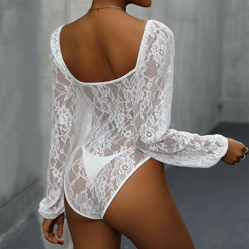PEOPLETERRITORY , Europe, America,  2025 trade women's clothing, chicken heart collar, slim-fitting onesie, sexy Spice Girl lace splicing onesie