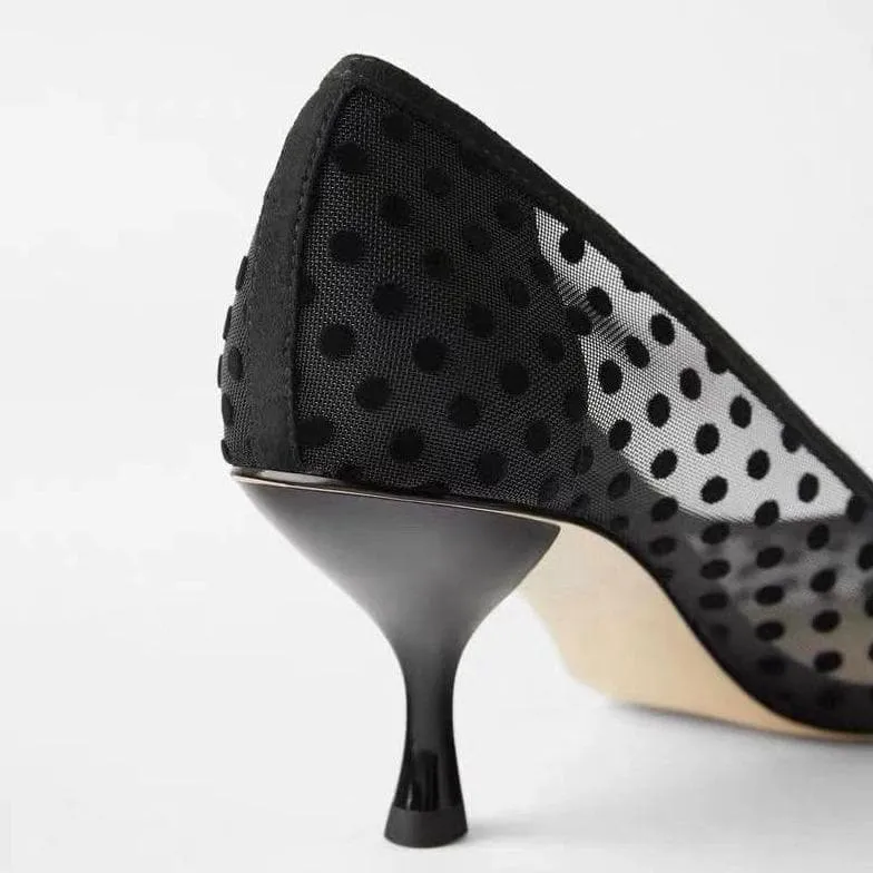Pointed Toe High Polka Dot Heels