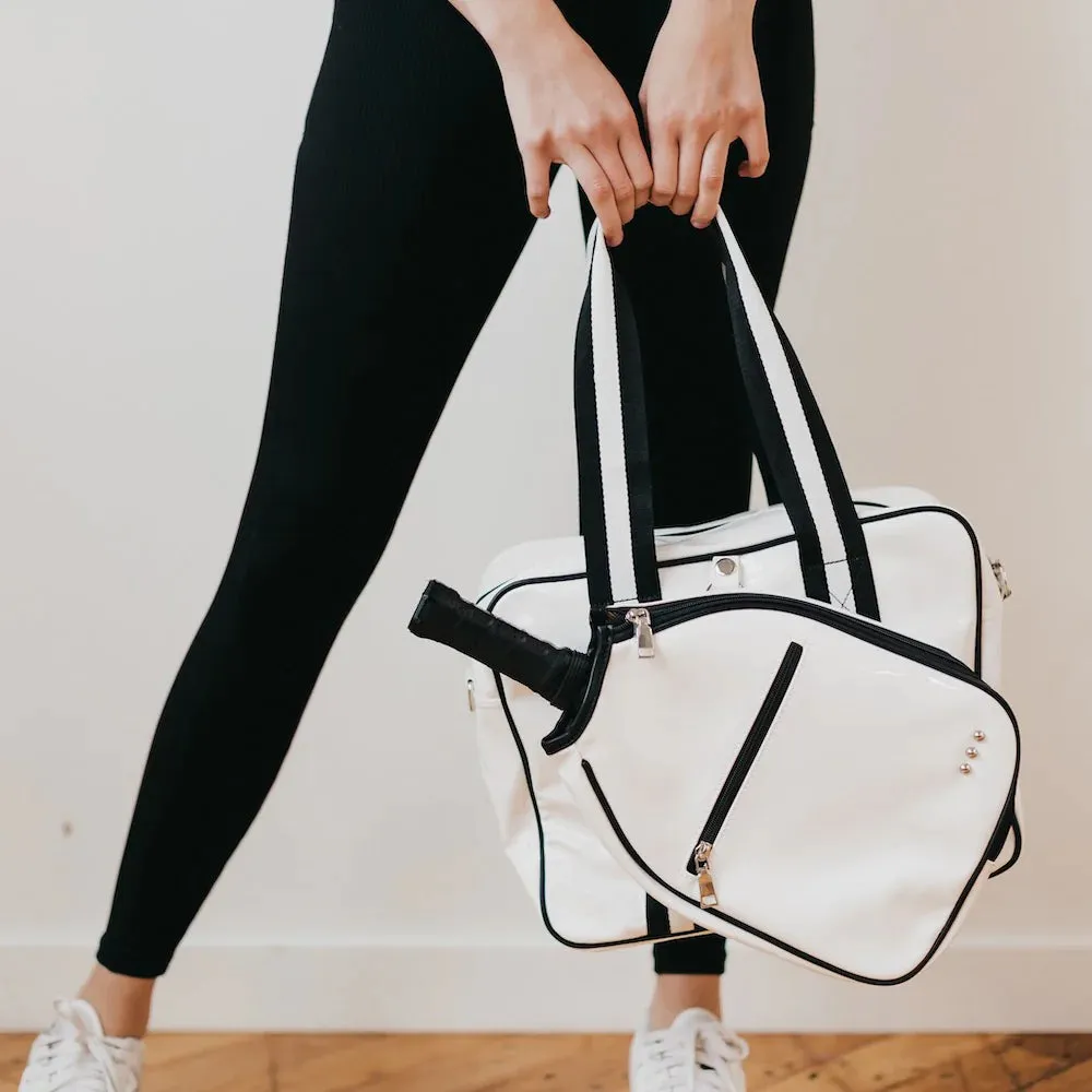 Poppy Patent Pickleball Bag - Cream
