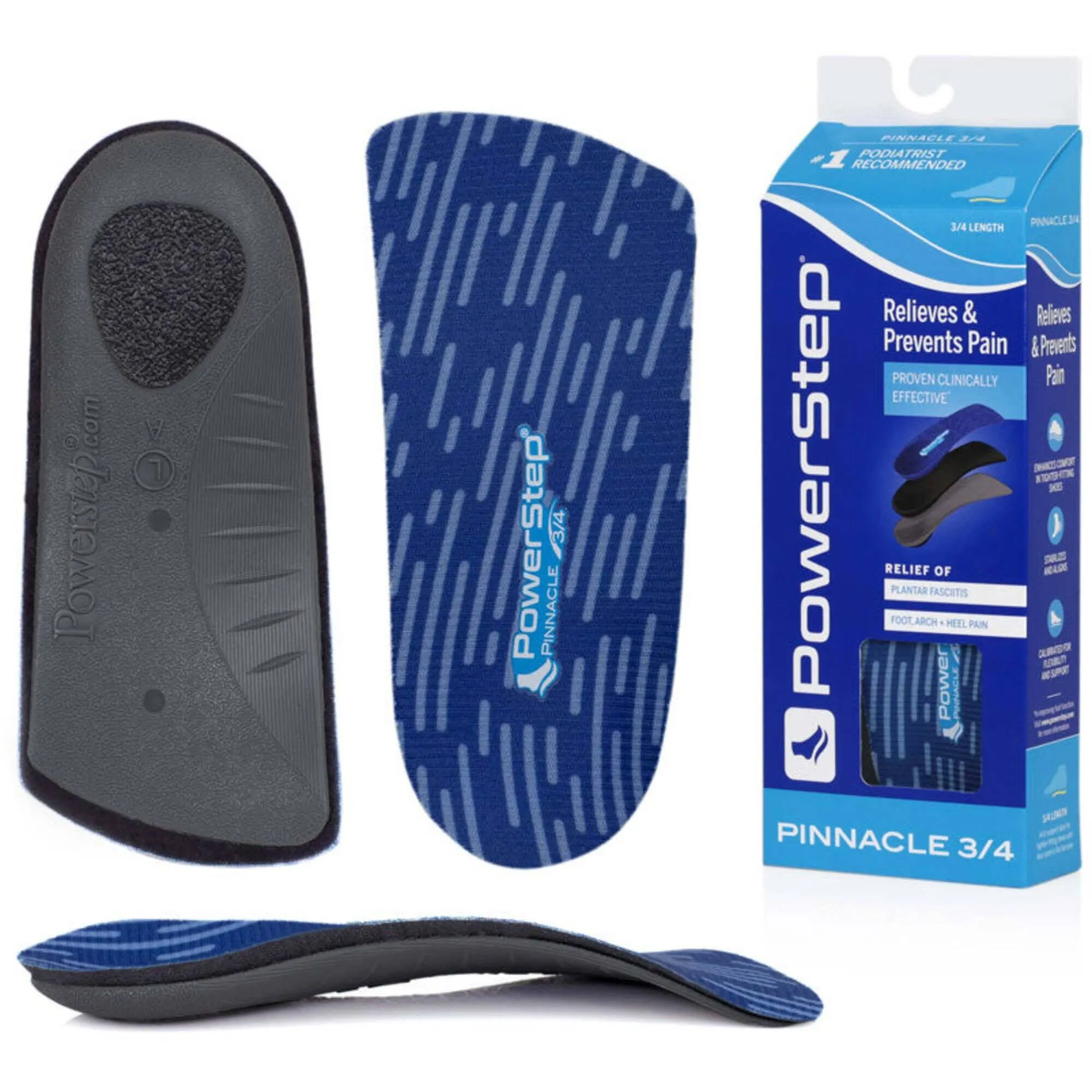 PowerStep Insoles - Pinnacle 3/4 Royal Blue Arch Support Insoles
