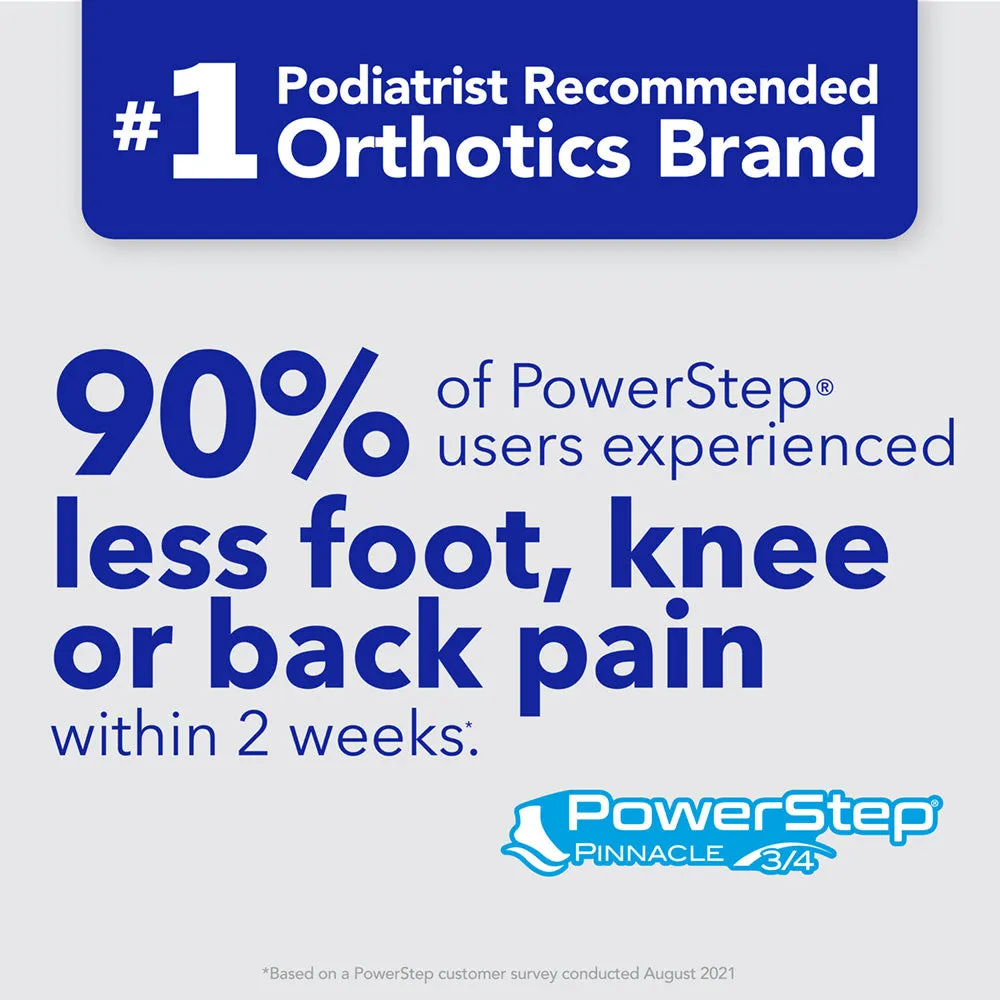 PowerStep Pinnacle 3/4 Insoles | Arch Pain Relief Orthotic for Tight Shoes