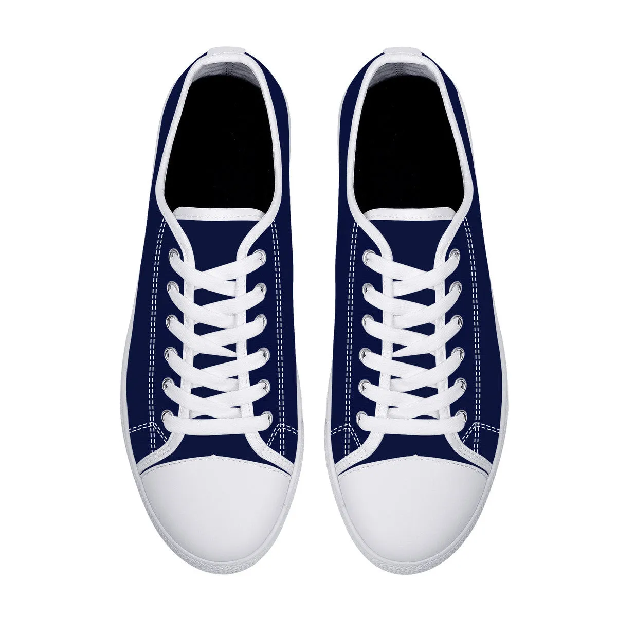 Real Logo in White on Navy Background Canvas Sneakers