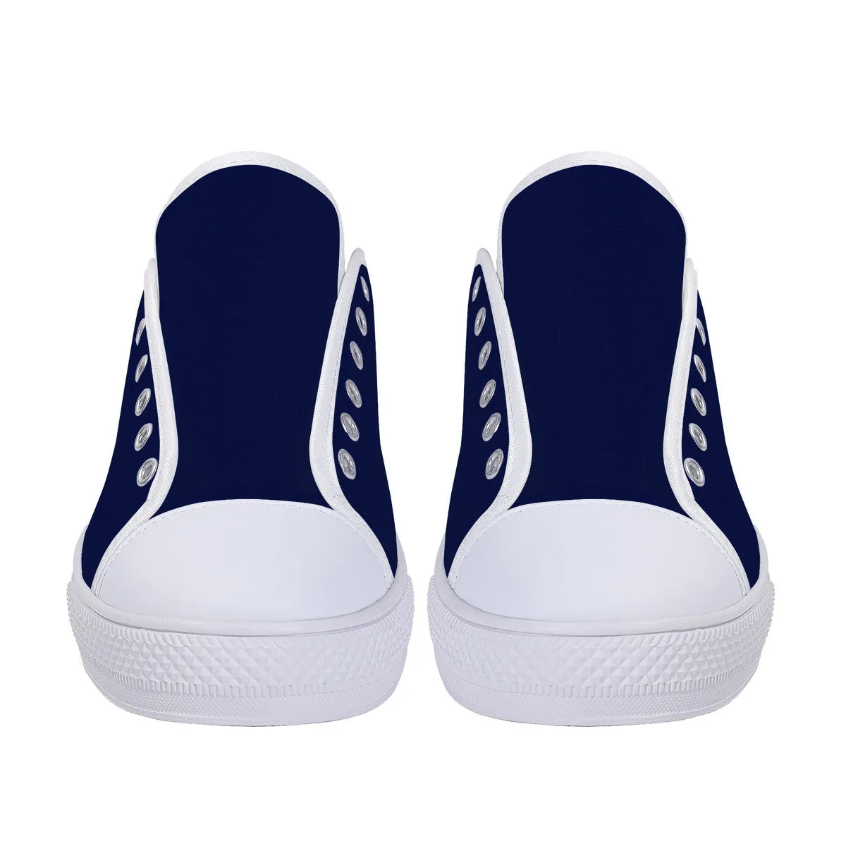 Real Logo in White on Navy Background Canvas Sneakers