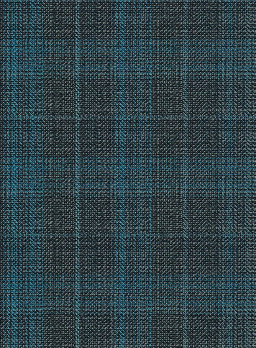 Reda Cyan Green Checks Wool Pants