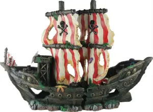 Sunken Pirate Ship With Red-white Sails