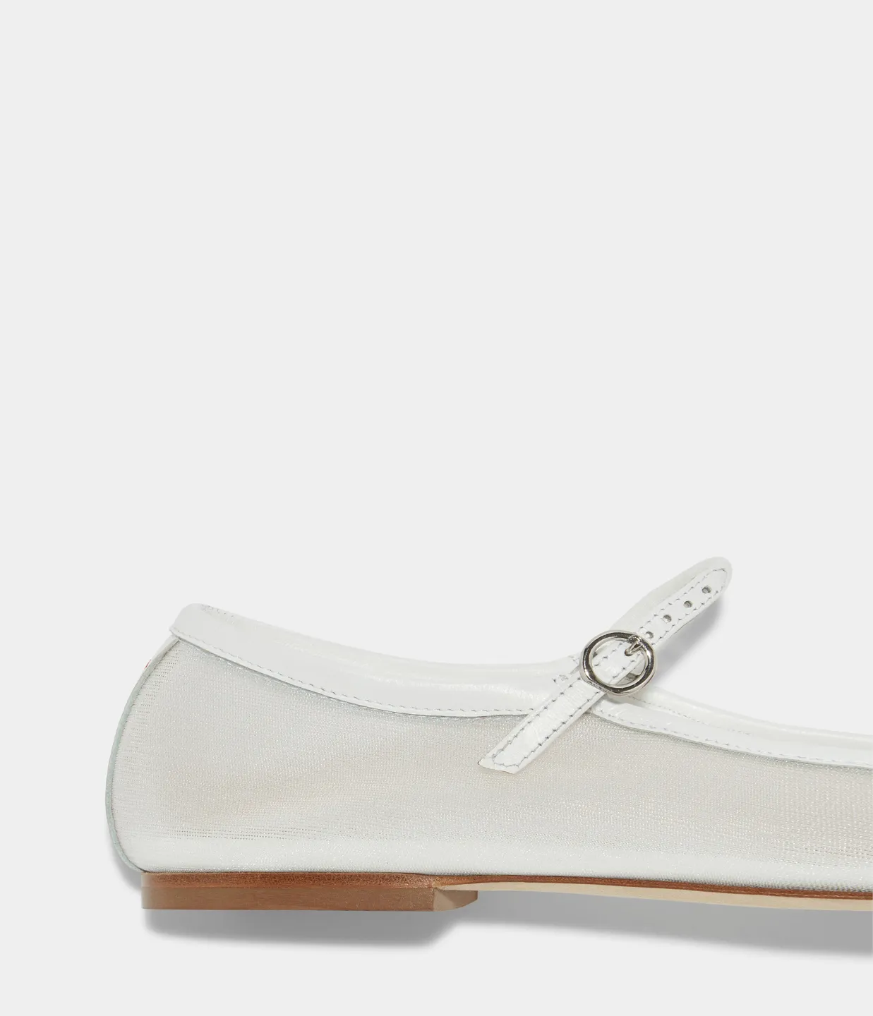 Uma Mesh Nappa Leather Flats in Optic White