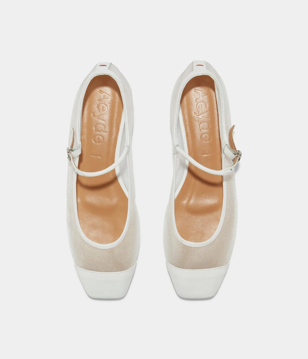Uma Mesh Nappa Leather Flats in Optic White