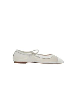 Uma Mesh Nappa Leather Flats in Optic White