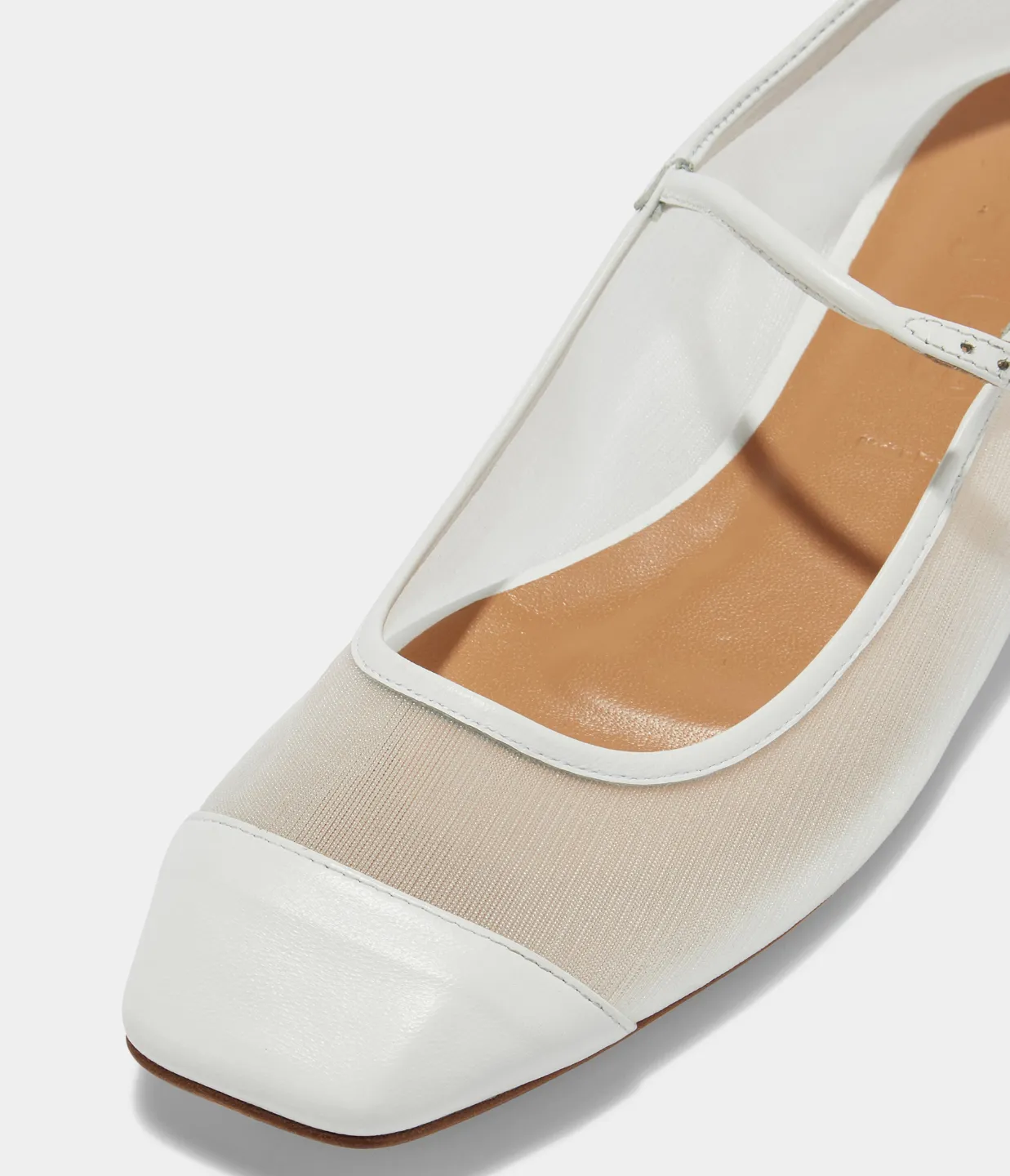 Uma Mesh Nappa Leather Flats in Optic White